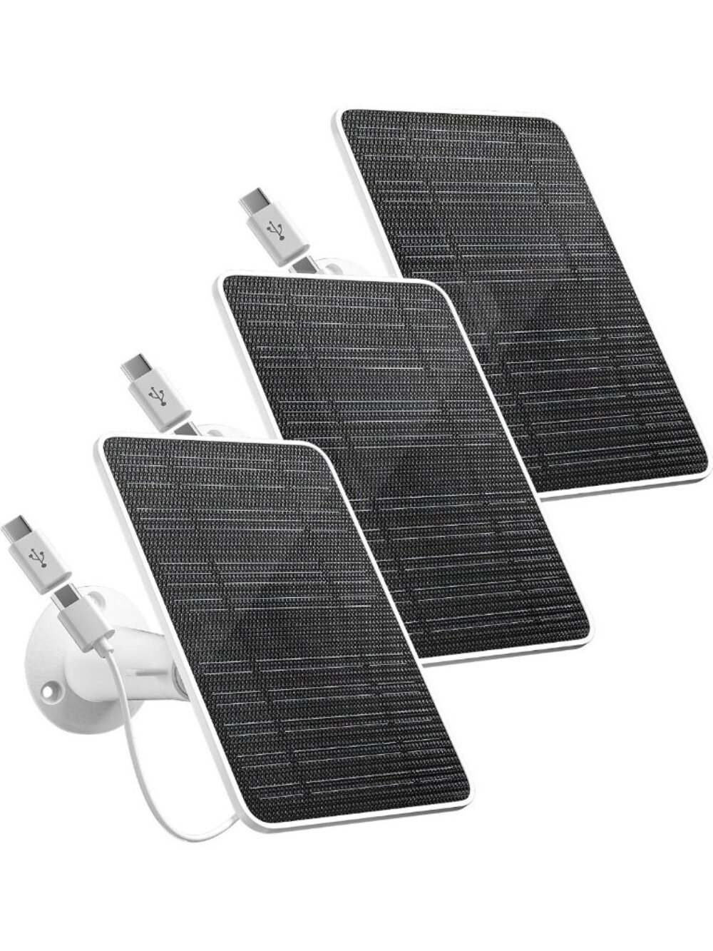 3 Pack Solar Panel Charger for Security Cameras, IP65 Waterproof, 5V 4W, USB-C